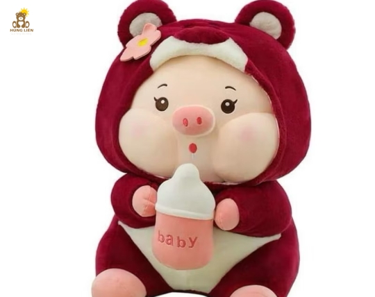 Heo nón ôm bình sữa